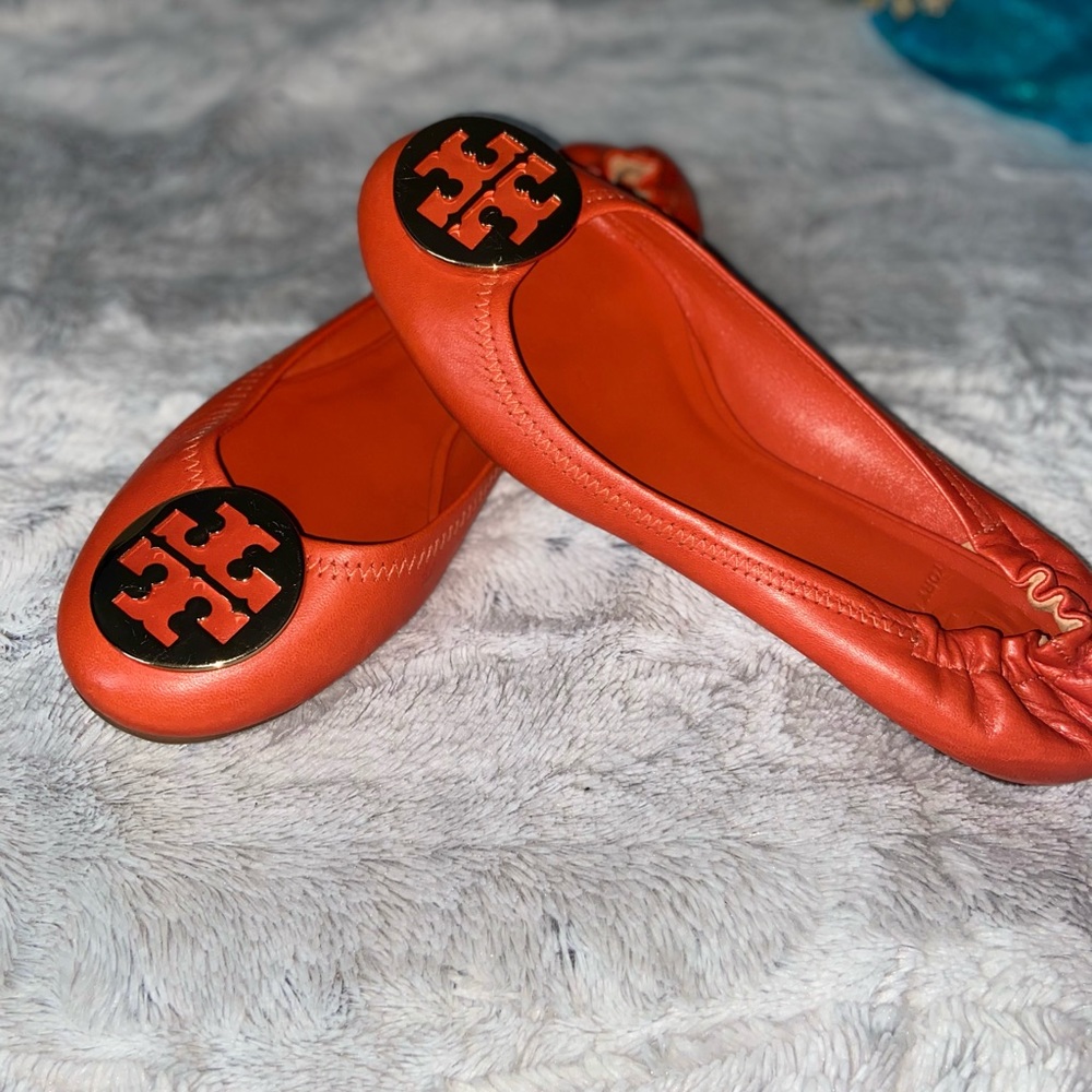 Orange authentic tory burch shoes
